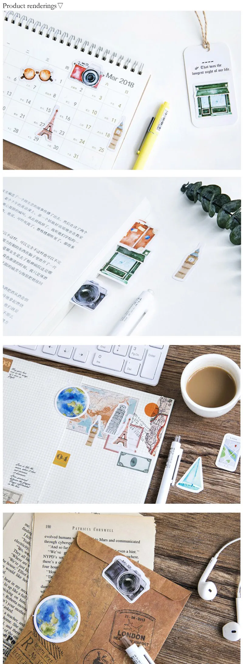 Retro of Building Paper Stickers Decoration Scrapbooking Schedule Book Sticker DIY Stationery Office Gift Life Log Paper Label