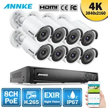 ANNKE 8CH 4K Ultra HD POE, сетевые системы безопасности Видео 8MP H.265 NVR с 8 шт. 8MP защищенная от внешних воздействий ip-камера видеонаблюдения комплект видеонаблюдения
