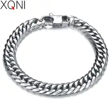 XQNI панк стиль 316L Нержавеющая сталь Мужской Браслет Классический байкер велосипед тяжелый металл 14 мм звено цепи ювелирные изделия браслеты для мужчин