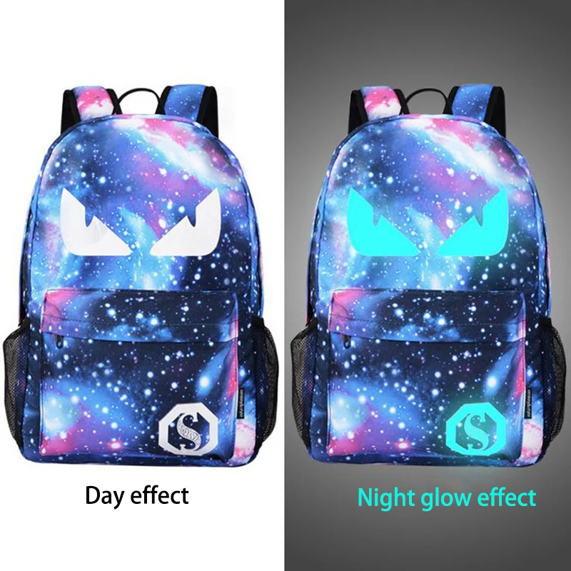 Новая Мода Светящиеся школьные сумки аниме мультфильм звездное небо Печать школьный рюкзак мужской USB Противоугонная дорожная сумка