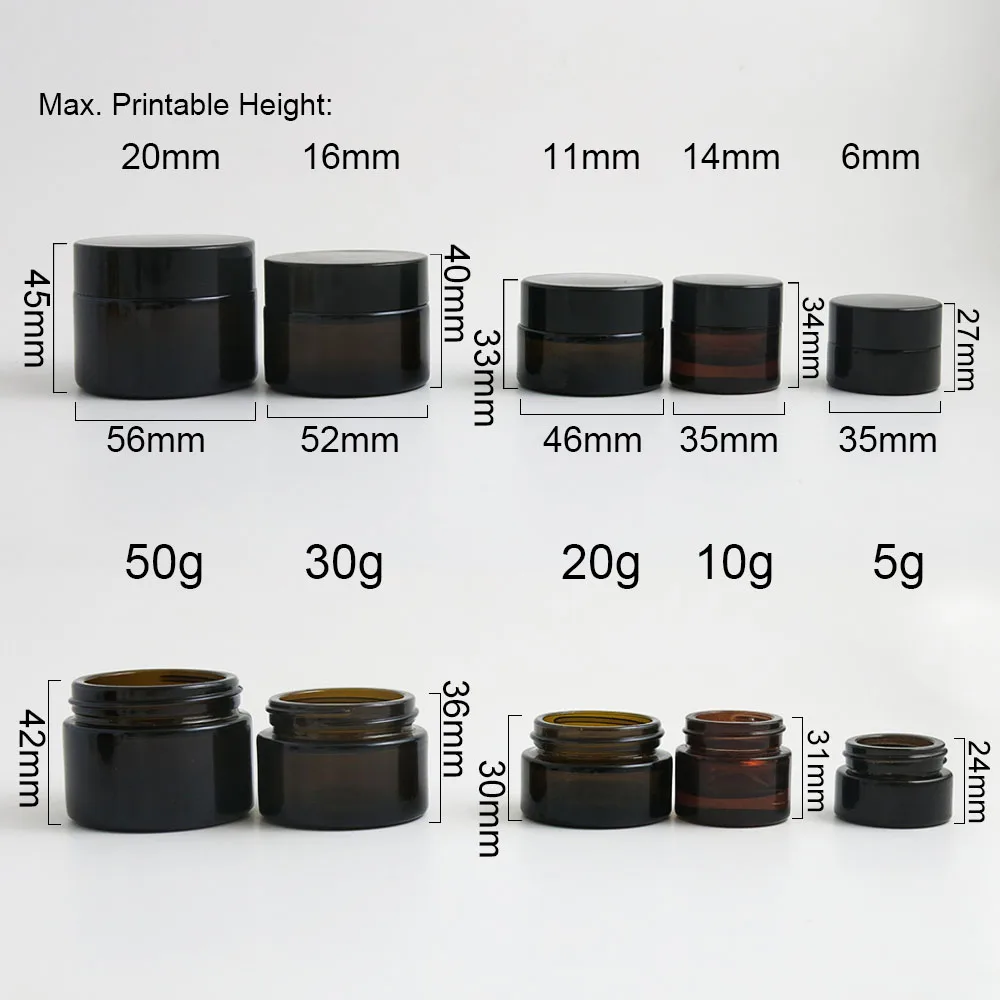 200x5g 10g 20g 30g 50g пустая Янтарный стеклянный крем баночка с пластиковой крышкой белое