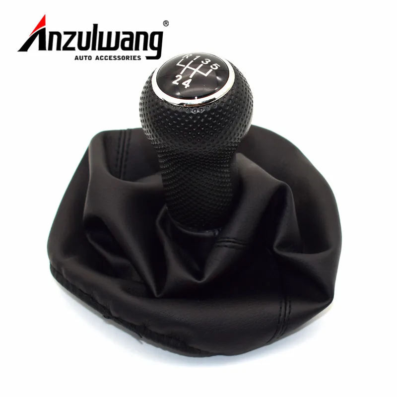 5 Speed Car Manual Gear Shift Knob With Black Boot Cover Gaitor Collar