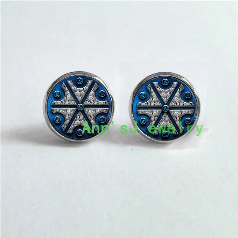 

HZ4-00184 1pair Slavic pierced earrings Thundermarks of Perun Earrings Studs jewelry eardrops glass Cabochon Earrings Post