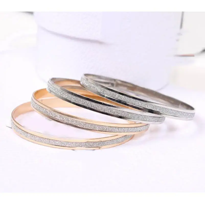 1pc Luxury Gold Silver Scrub Stainless Steel Cuff Bangle Bracelet Jewelry