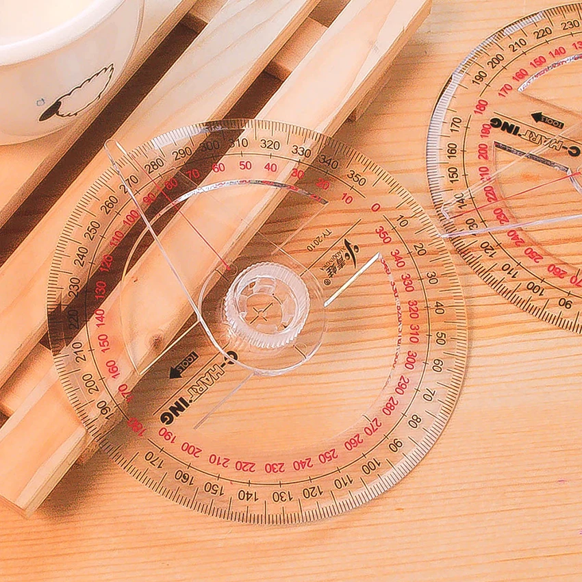 스윙 암 수학 각도기 플라스틱 360 도 각도기, 각도 측정, 학생, 학교, 사무실 공급, 지우기