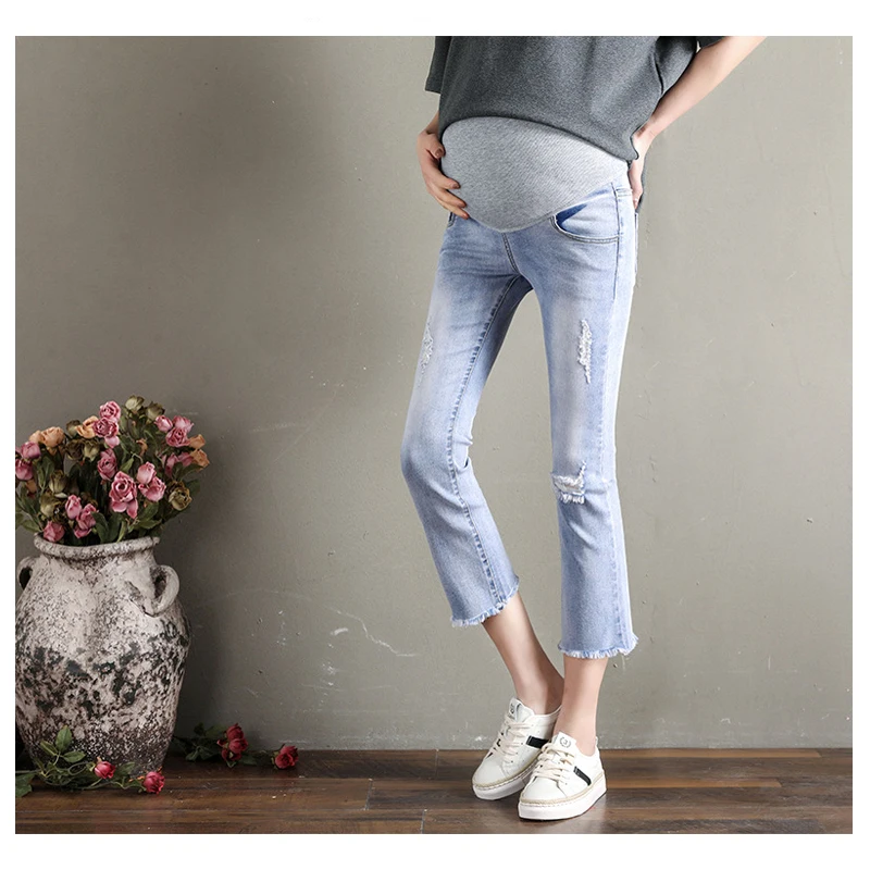 Pregnant Jeans 3/4 Length Women Summer 