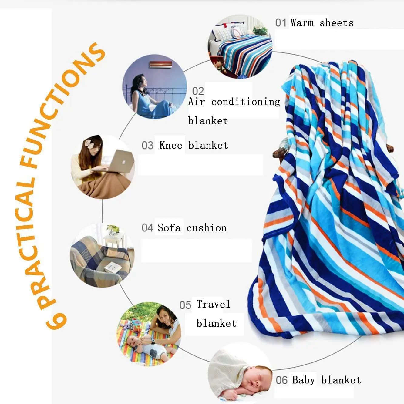 Navy Blue Throw Blanket Oriental Retro Round Entangled Ring Shapes Chain Pattern Antique Classical Warm Blankets for Beds Navy Blue Throw Blanket Oriental Retro Round Entangled Ring Shapes Chain Pattern Antique Classical Warm Blankets for Beds