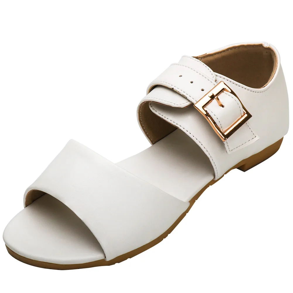 Karinluna/ г. Стильные летние женские повседневные сандалии из искусственной кожи большой размер 48, лаконичные пляжные туфли для отдыха, женские плоские босоножки на высоком каблуке - Цвет: Белый