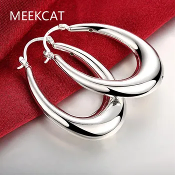 

Smooth U Shape Creole Big Hoop Earrings for Women Silver Plated Identify Earrings European Brand Fashion Gift Jewelry 2020