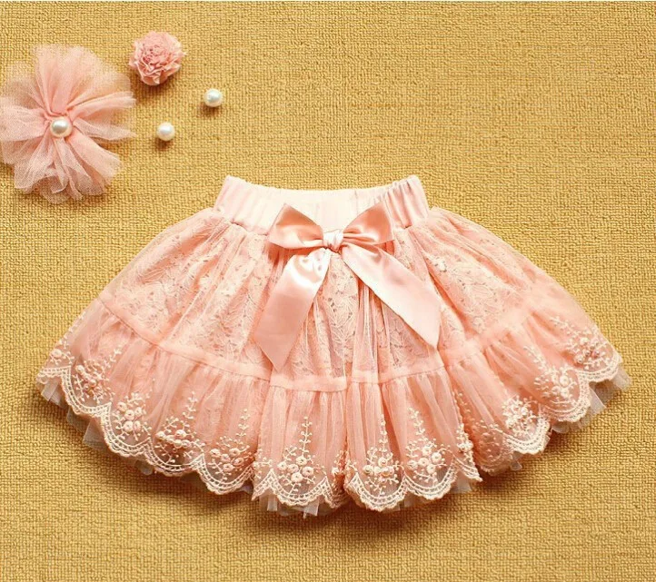 

Children Pink Skirts Kid Clothes Baby Girl Multilayer Tulle Party Dance Bow Cake Tutu Skirts Summer Girls Princess Lace Skirts