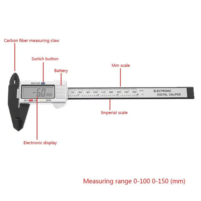 0-150 мм пластиковый электронный цифровой штангенциркуль, пластиковый цифровой манометр, микрометр, измерительная линейка, штангенциркуль