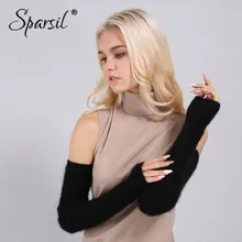 Sparsil женские зимние кашемировые перчатки 60 см из норки, теплые вязаные перчатки без пальцев, Женские однотонные мягкие пушистые длинные митенки Sparsil женские зимние кашемировые перчатки 60 см из норки, теплые вязаные перчатки без пальцев, Женские однотонные мягкие пушистые длинные митенки