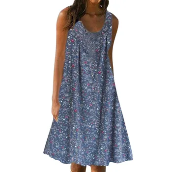 

2019 MAXIORILL new платье Women casual print sleeveless loose large size beach summer dress wholesale free shipping t+3