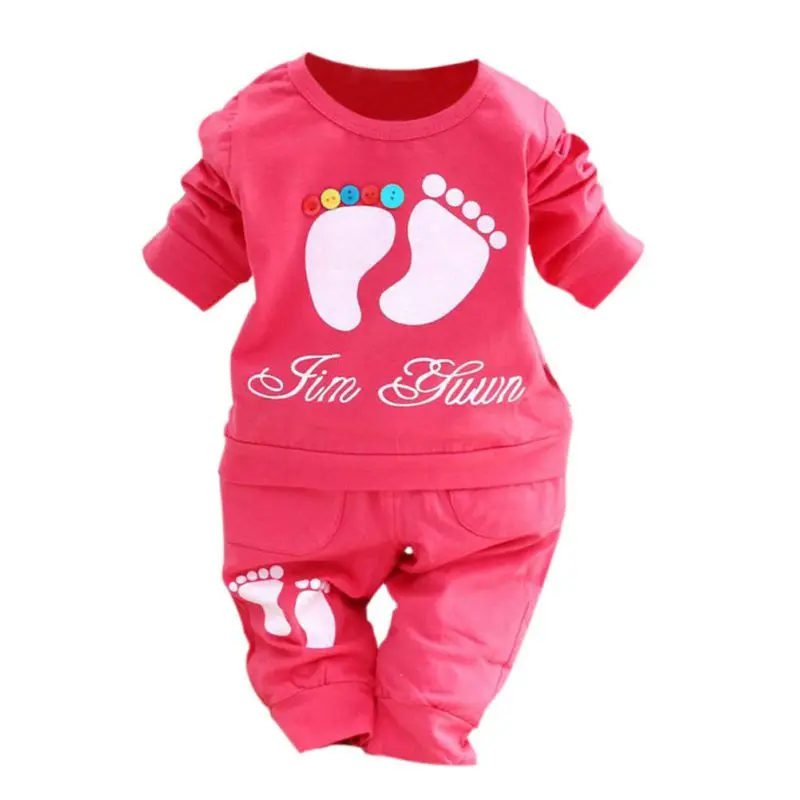 

Baby Kid Clothing Set Infant Long Sleeve Kids Clothes Boys And Girl Candy Color Cartoon T shirt + Pants Suit