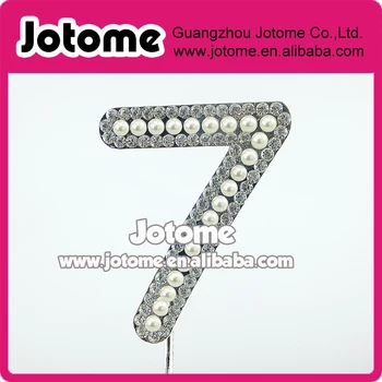 

Cake Accessories !! 7CM Sparkle Silver Plated Rhinestone Pearl Number 7 Cake Topper for Wedding Anniversary/Birthday Party