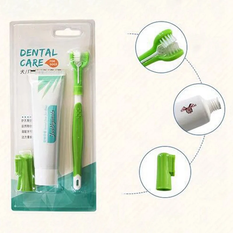 

Pet Toothbrush Set Hot Puppy Vanilla/Beef Taste Toothbrush Toothpaste Dog Cat Finger Tooth Back Up Brush Care Wholesales