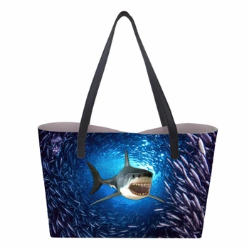 

Customized Shark Dolphin PU Leather Women's Casual Ladies Handbag Shoulder Bag Animal Crossbody Big Messenger Bag Pouch Totes