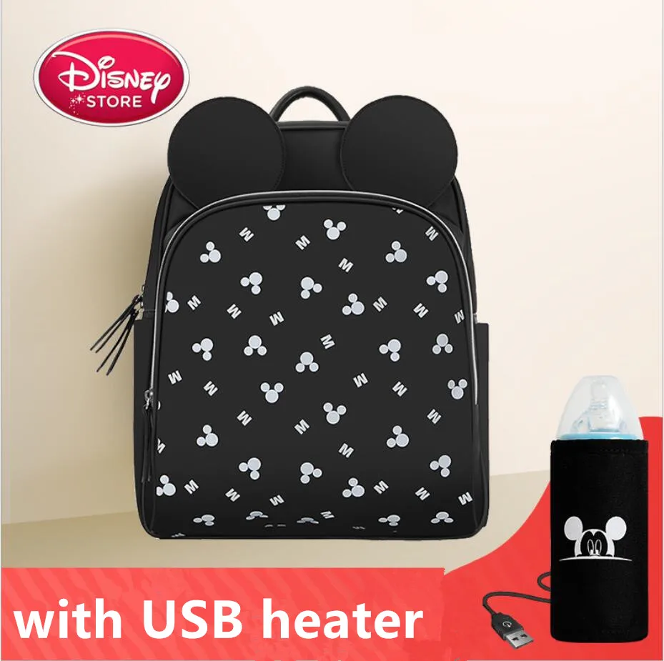 

Disney Leather Mummy diaper bags Multi-function Milk Bottle Insulation Bag With USB heater Mother Nappy Bags DPB04