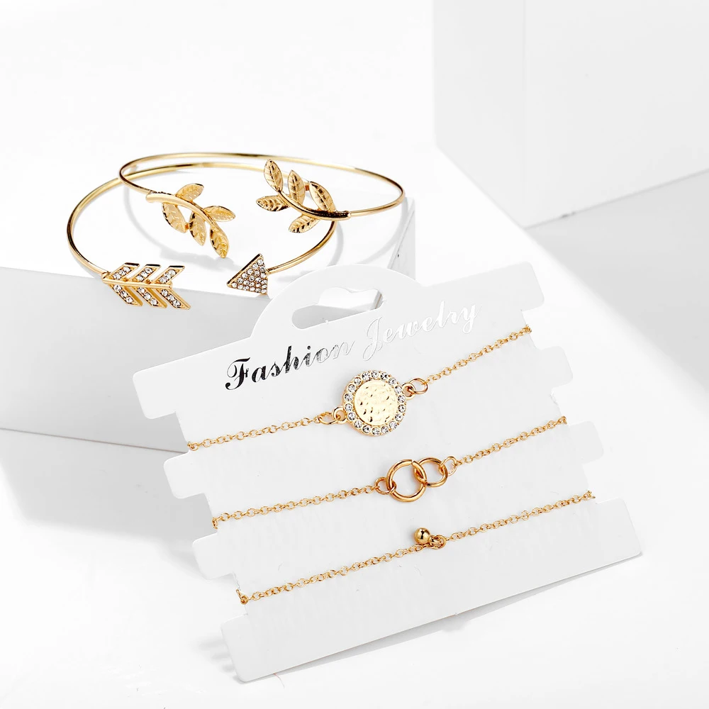 

LuxJuly Metal Alloy 5 Pieces Bracelets One Pack Women Accessories Bracelet Set Gold Color