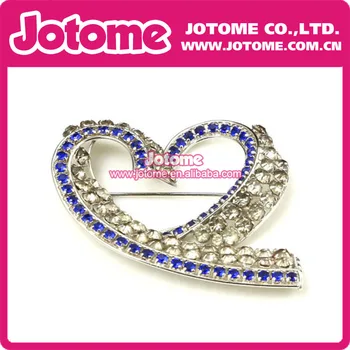 

Clear & Blue Rhinestone Heart shape lapel pin Brooch Pin for Valentine's Day love corsage pin Brooch Pin