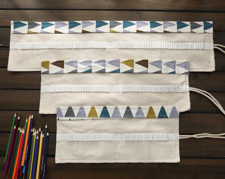 Ролл сумка корейский Канцелярские треугольники геометрический пенал из ткани 36 48 72 отверстия большой ёмкость ученические канцелярские