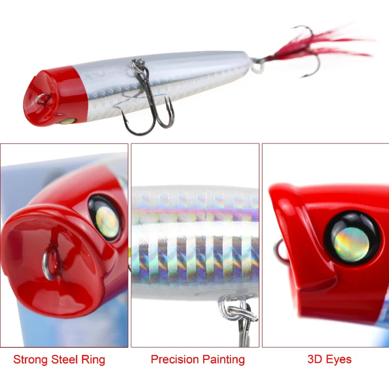 Runature Fishing Top Water Lure Popper Bait 85mm/15g Swim Bait Trout Fishing Carp Bait Floating Popper Fishing Lures Bait