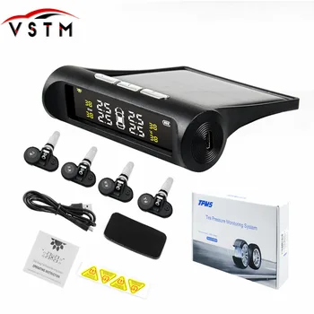 

Solar TPMS Car Tire Pressure Alarm Monitor System Display Intelligent Temperature Warning Fuel Save with 4 Sensors tpms