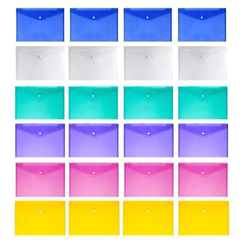 

24 Pcs Waterproof with Snap Button Closure,Project Envelope Folder Button - Water/tear Resistant (24 pcs pack)