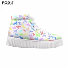 FORUDESIGNS/милые белые женские повседневные кроссовки с изображением животных мозаика с изображением собаки Женская Классическая обувь на высокой платформе обувь на плоской подошве для девочек Teeage