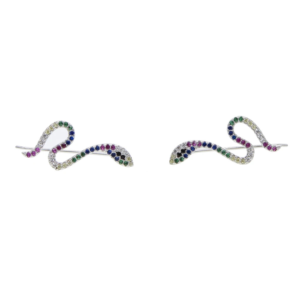 

New stylish stud earrings colorful cz personality viper snake earrings punk fashion animal studs chic exaggerated women jewelry