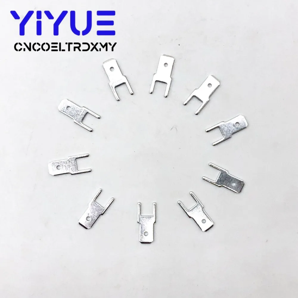 100Pcs 4.8 Inserts Plug male Terminal 250 PCB Solder lug thickness 0.8 two legs ,PCB welding sheet (2)