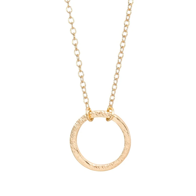 2016 New Brushed Forever Circle Pendant Necklaces for Women Alloy