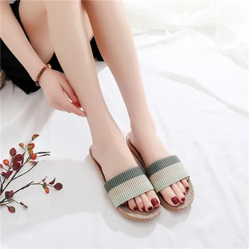 Suihyung Summer Flax Slippers Women Men Casual Linen Slides Multi-Style Non-Slip EVA Home Flip Flops Indoor Shoes Female Sandals 