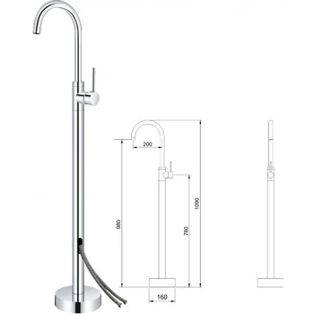 

Chrome Finished Floor Stand Bathtub Faucet Cold And Hot Water Single Handle Mixer Tap