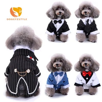 

Puppy Dog Wedding Suit Dress For Dogs Cats Male Suits Tie Holiday Party Dress Gentleman Dog Clothing Pets Costume DOGGYZSTYLE