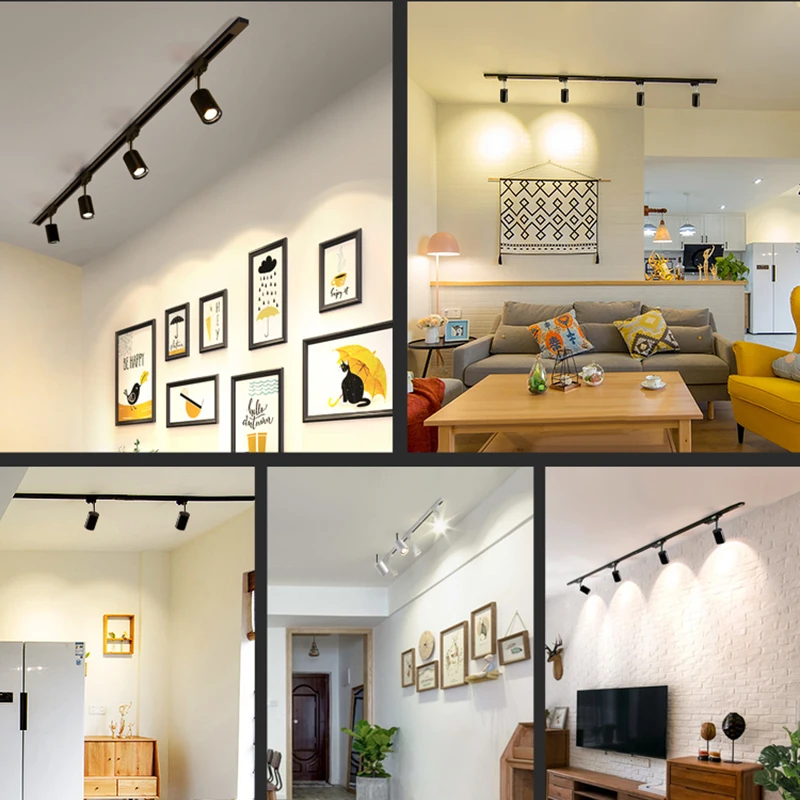 أدى المسار مصباح ضوء AC220V 12 W 20 W 30 W 40 W COB الألومنيوم Luminacao المسار السكك الحديدية الإضاءة ميزة ل مخزن معرض أسود أبيض