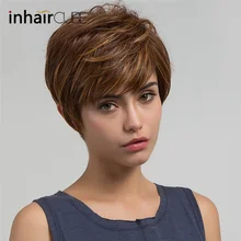 Imhaircube Synthetic Pixie Cut Women Wigs Natural Bangs Fluffy Layered Straight Blonde Highlights Heat Resistant Short Hair Wig Imhaircube Synthetic Pixie Cut Women Wigs Natural Bangs Fluffy Layered Straight Blonde Highlights Heat Resistant Short Hair Wig