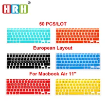 HRH 50 шт., пылезащитный чехол, силиконовый, английский, Великобритания, ЕС, защитный чехол для клавиатуры, Защитная пленка для MacBook Air 11,6 дюймов, A1465/A1370