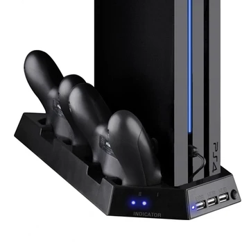 

Multifunctional Vertical Stand for PS4 - Cooling Cooler Fan Controller Charging Station with Game Storage and Dualshock Charger
