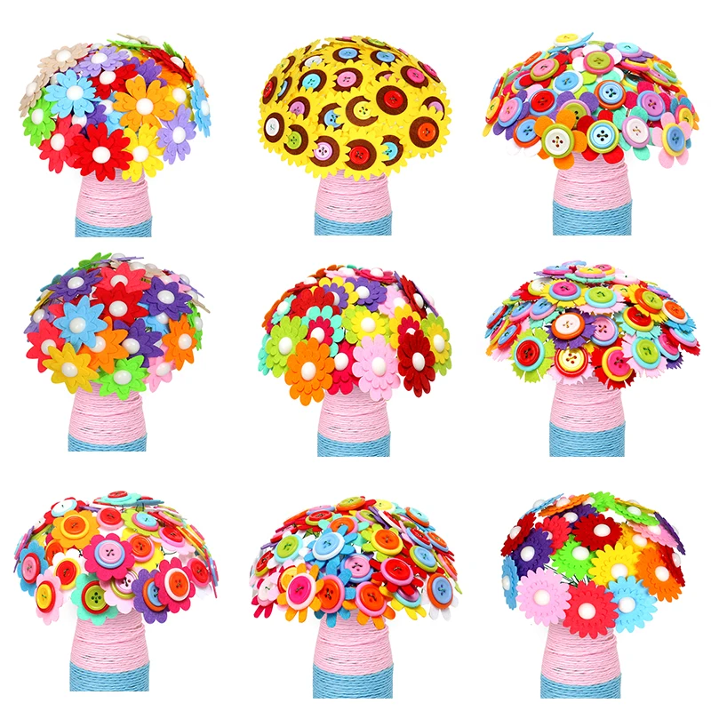 Maternelle EVA fait à la main pot de fleurs pour bricolage en pot matériel paquet coupe libre colle créative Parent-enfant Arts artisanat jouets