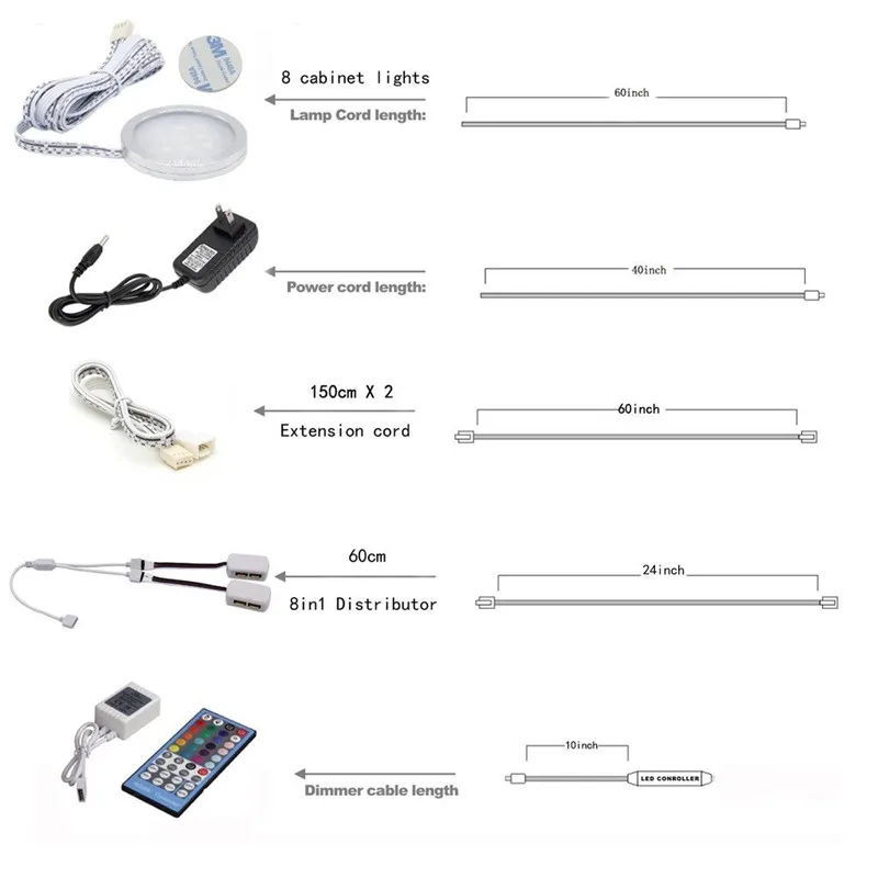 RGBW rgb+white under cabinet led lights kit 08