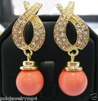 

FREE SHIPPINGJewellery Beautiful Pink coral Earring 5.3