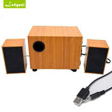 Leegoal Usb Speakers Subwoofer Wooden Speaker Music Player Box Stereo Speaker Bass Portable Wired Speaker for Computer Phones PC