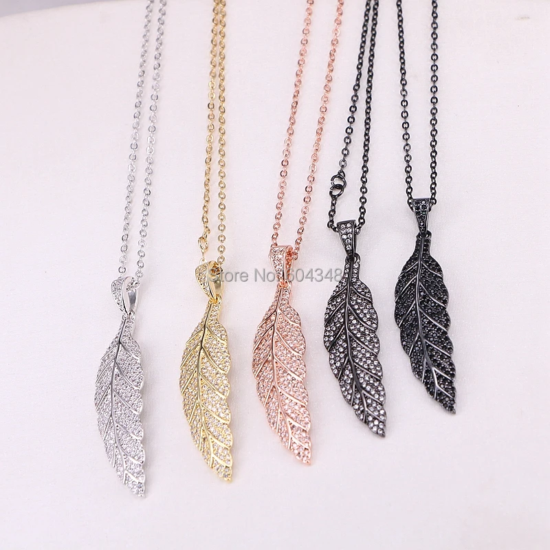 

10 Strands Zyunz High Quality Cubic Zirconia Leaf Design Zircon CZ Pave Pendant Necklace for Women in Mix Color