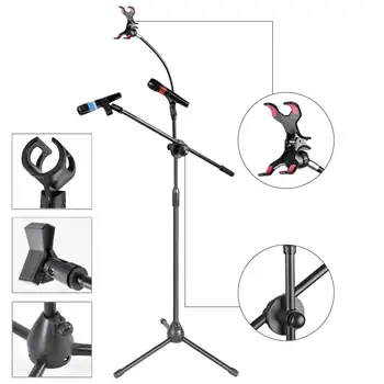 

ROD DOUBLE TWO PROFESSIONAL MICROPHONE STAND STAGE CLAMP SMARTPHONE TRIPOD