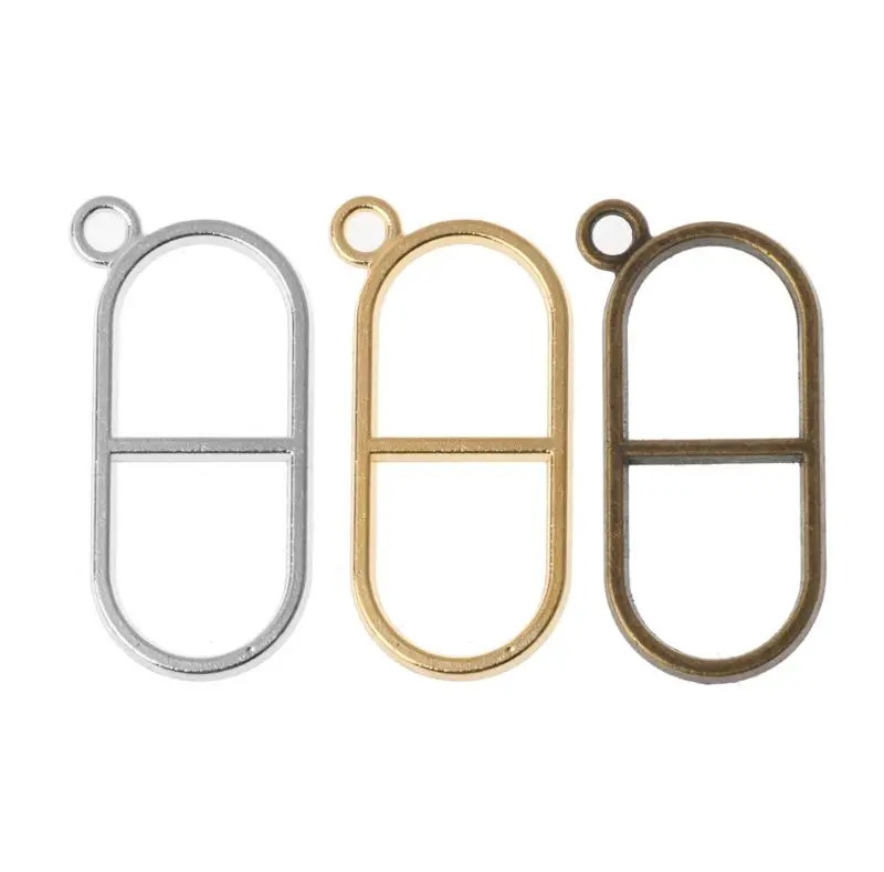 

10Pcs Pills Metal Frame Blank Resin Pendant Bezel Setting Resin Jewelry Making