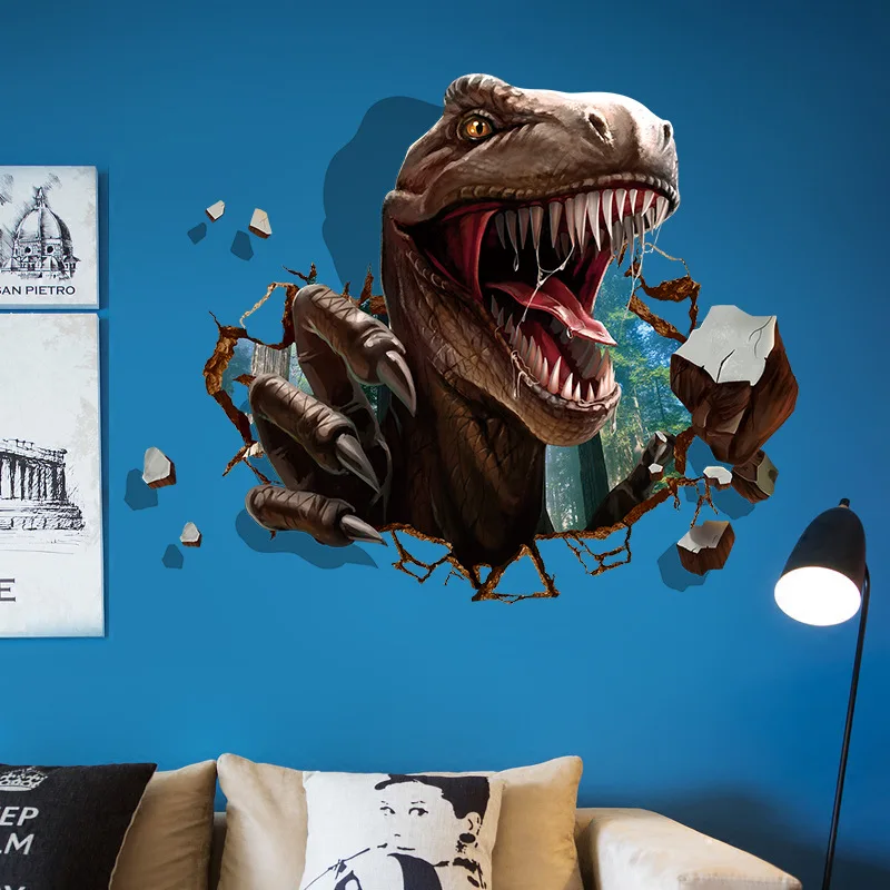 Three-Dimensional Dinosaur Bedroom Wall Sticker Wall Decorations Living Room Decoration 3D Stickers Muraux