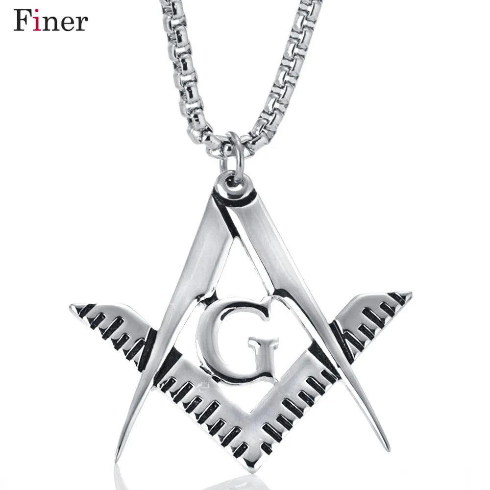 

Fashion Masonic Pendant Necklace For Men Stainless Steel High Quality Men Statement Punk Necklace Wholesale