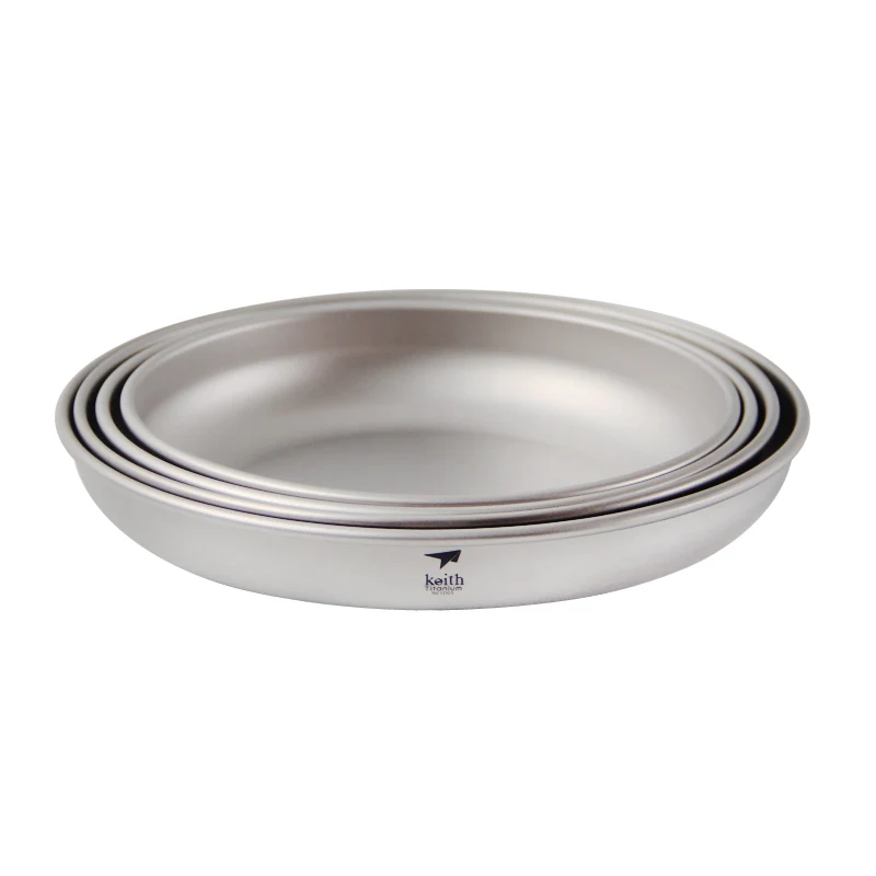 Keith Titanium Plate Titanium Camping Pot Dishes 4pcs Outdoor Tableware series of products Ti5372