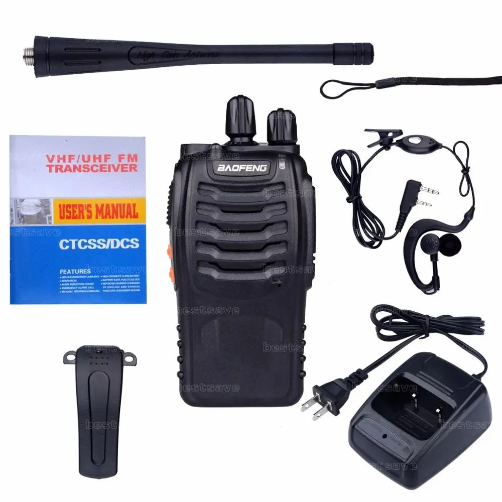 2x BAOFENG BF-888S UHF 400-470 MHz 5 W 16CH Ham двухсторонняя рация/рация+ наушник+ Россия